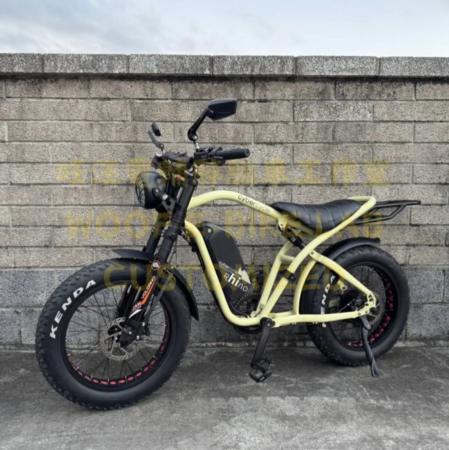 奶油黃 CYBERCYCLE Rhino 犀牛電輔車升級 DNM 倒叉式前叉完工照